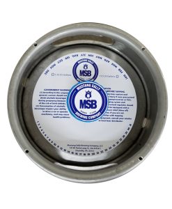 7 inch keg collar with adhesive printed 1 color and placed on a sixth barrel keg