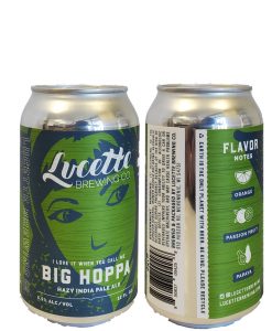 custom printed 3.625 x 8 full color 12 oz can label applied to a 12 oz beer can