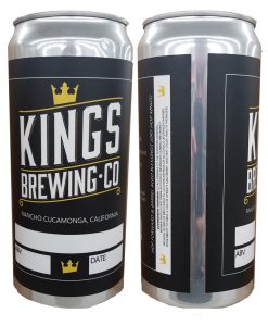 32 oz. Crowler can label applied to can showing the front and back of the can with label applied